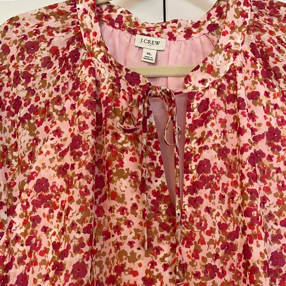 J. Crew Pink and Red Floral Chiffon Dress - Picture 10 of 11